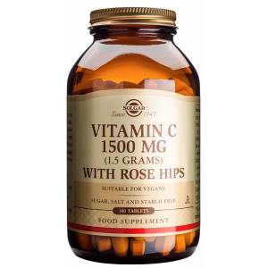 Vitamina C con Rose Hips (Escaramujo) 1.500 mg · Solgar · 180 comprimidos