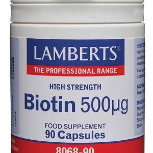 Biotina 500 mcg · Lamberts · 90 cápsulas