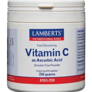 Vitamina C en Polvo - Ácido Ascórbico · Lamberts · 250 gramos