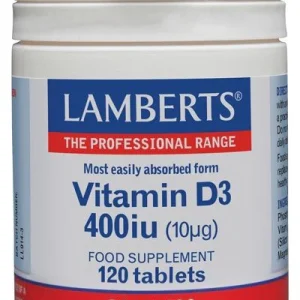 Vitamina D3 Natural 400 UI · Lamberts · 120 comprimidos