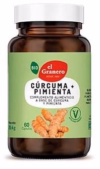 Curcuma con Pimienta BIO · El Granero Integral · 60 cápsulas