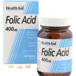 Ácido Fólico 400 mcg · Health Aid · 90 comprimidos