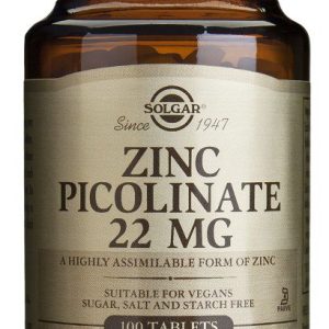 Zinc Picolinato 22 mg · Solgar · 100 comprimidos