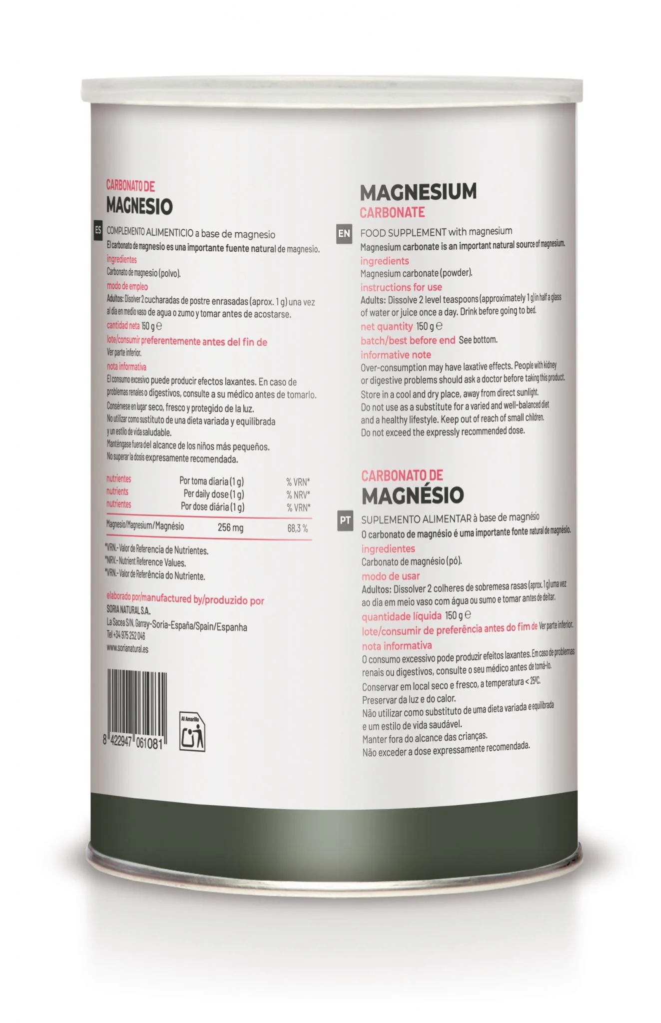 Carbonato de Magnesio · Soria Natural · 150 gramos - Imagen 2