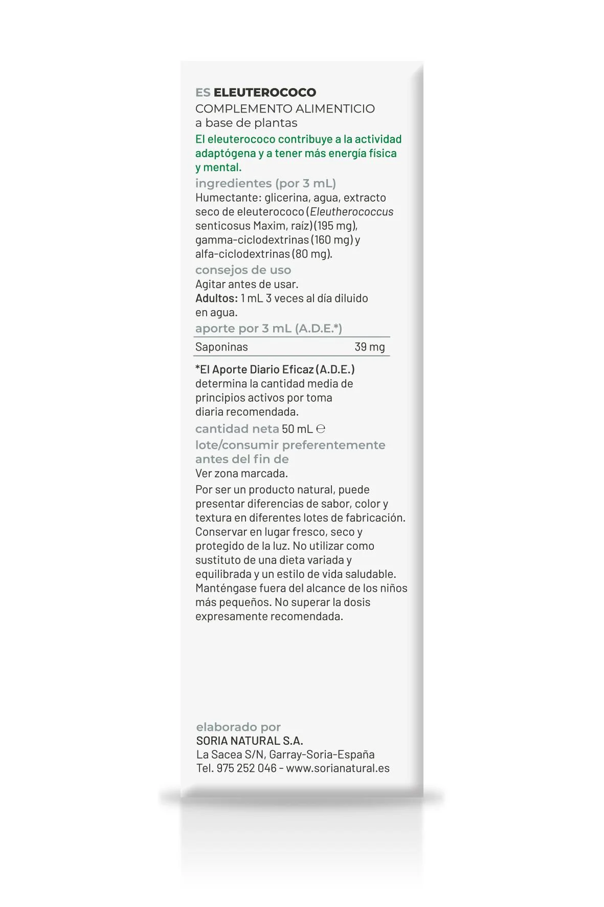 Extracto Natural de Eleuterococo · Soria Natural · 50 ml - Imagen 2