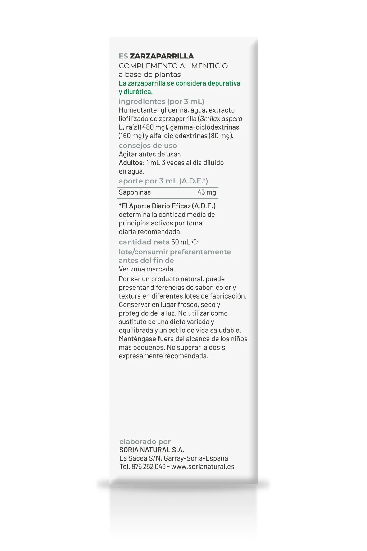 Extracto Natural de Zarzaparrilla · Soria Natural · 50 ml - Imagen 2