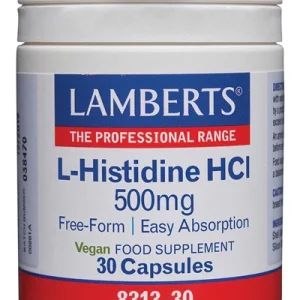 L-Histidina HCI 500 mg · Lamberts · 30 cápsulas